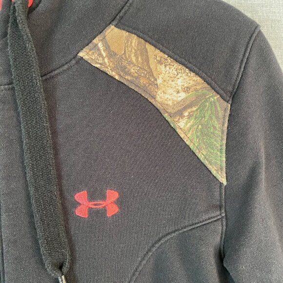 Under Armour Semi-Fitted Zip Up Hoodie Jacket Mens Large Black and Camo - Picture 4 of 10